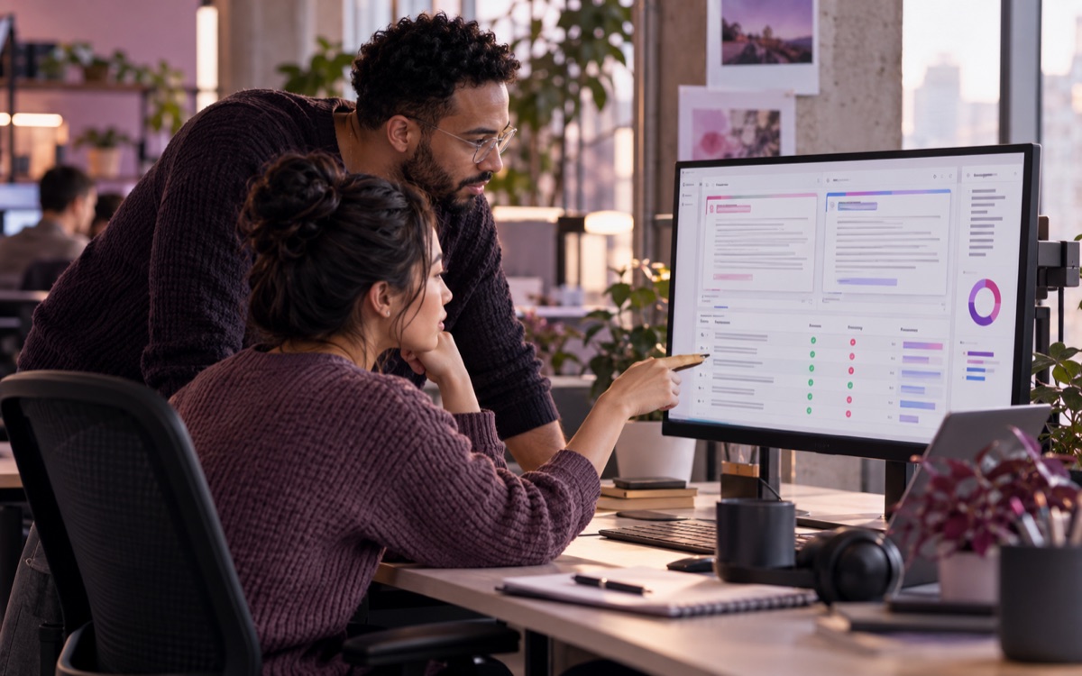 QA engineer checking side-by-side AI evaluations before release